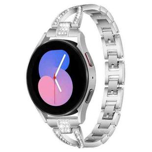 For Samsung Galaxy Watch 7 / 6 / 5 / FE xDfind X-Shaped Single Row Diamond Metal Watch Band(Silver)