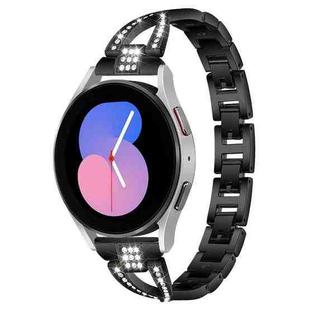For Samsung Galaxy Watch 7 / 6 / 5 / FE xDfind X-Shaped Single Row Diamond Metal Watch Band(Black)