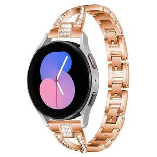 For Samsung Galaxy Watch 7 / 6 / 5 / FE xDfind X-Shaped Single Row Diamond Metal Watch Band(Rose Gold)