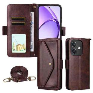 For OPPO A3x 5G India / A3 / A3x / A40 4G Multi-card Slots Crossbody Cowhide Leather Phone Case(Brown)
