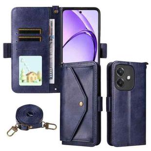 For OPPO A3x 5G India / A3 / A3x / A40 4G Multi-card Slots Crossbody Cowhide Leather Phone Case(Blue)