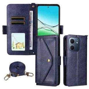 For OPPO A5x 5G / 4G Multi-card Slots Crossbody Cowhide Leather Phone Case(Blue)
