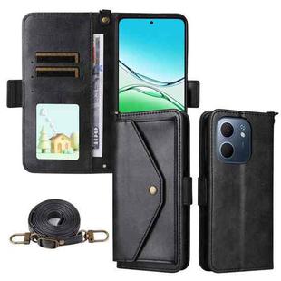 For OPPO A5x 5G / 4G Multi-card Slots Crossbody Cowhide Leather Phone Case(Black)