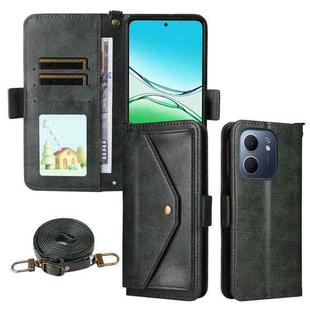 For OPPO A5x 5G / 4G Multi-card Slots Crossbody Cowhide Leather Phone Case(Green)