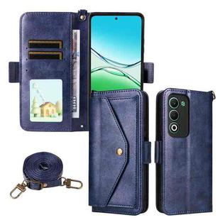 For OPPO A5 5G / 4G Global Multi-card Slots Crossbody Cowhide Leather Phone Case(Blue)