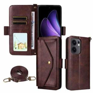 For OPPO Reno13 F 5G Multi-card Slots Crossbody Cowhide Leather Phone Case(Brown)