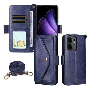 For OPPO Reno13 F 5G Multi-card Slots Crossbody Cowhide Leather Phone Case(Blue)