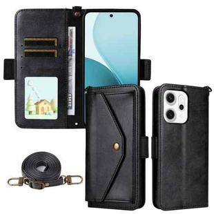 For OPPO Reno14 Pro 5G Multi-card Slots Crossbody Cowhide Leather Phone Case(Black)