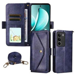 For Realme C71 4G / 14x 5G India / C75 4G Multi-card Slots Crossbody Cowhide Leather Phone Case(Blue)
