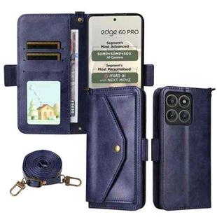 For Motorola Edge 60 Pro / 60s Pro 5G Multi-card Slots Crossbody Cowhide Leather Phone Case(Blue)