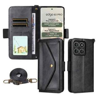 For Motorola Edge 60 Pro / 60s Pro 5G Multi-card Slots Crossbody Cowhide Leather Phone Case(Black)