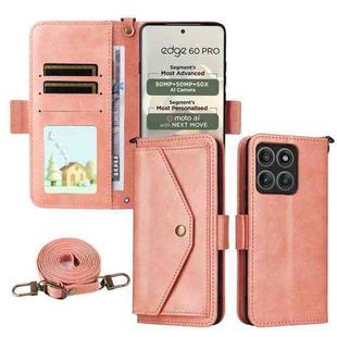 For Motorola Edge 60 Pro / 60s Pro 5G Multi-card Slots Crossbody Cowhide Leather Phone Case(Pink)