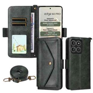For Motorola Edge 60 Pro / 60s Pro 5G Multi-card Slots Crossbody Cowhide Leather Phone Case(Green)