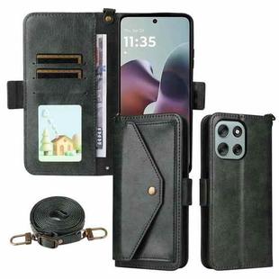 For Motorola Moto G56 / G66j / G66y 5G Multi-card Slots Crossbody Cowhide Leather Phone Case(Green)