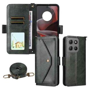 For Motorola Moto G15 / G15 Power Multi-card Slots Crossbody Cowhide Leather Phone Case(Green)
