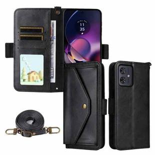 For Motorola Moto G54 / G64 / G64y Multi-card Slots Crossbody Cowhide Leather Phone Case(Black)