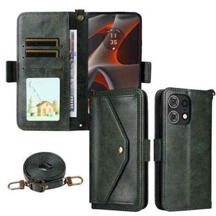 For Motorola Edge 50 Pro Multi-card Slots Crossbody Cowhide Leather Phone Case(Green)