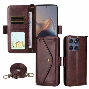 For Motorola Edge 60 Fusion Multi-card Slots Crossbody Cowhide Leather Phone Case(Brown)