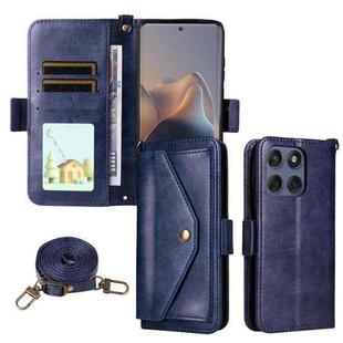 For Motorola Edge 60 Fusion Multi-card Slots Crossbody Cowhide Leather Phone Case(Blue)