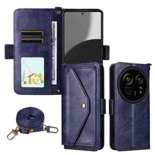 For Sharp Aquos R9 Pro Multi-card Slots Crossbody Cowhide Leather Phone Case(Blue)