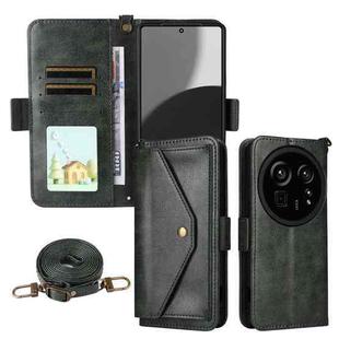 For Sharp Aquos R9 Pro Multi-card Slots Crossbody Cowhide Leather Phone Case(Green)