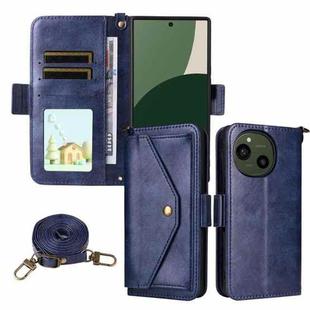 For Sharp Aquos R10 / R9 Multi-card Slots Crossbody Cowhide Leather Phone Case(Blue)