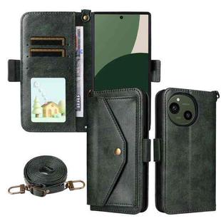 For Sharp Aquos R10 / R9 Multi-card Slots Crossbody Cowhide Leather Phone Case(Green)