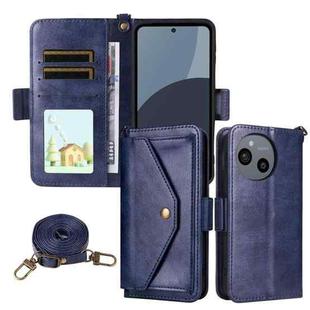 For Sharp Aquos Sense9 Multi-card Slots Crossbody Cowhide Leather Phone Case(Blue)