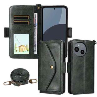 For Sharp Aquos Sense9 Multi-card Slots Crossbody Cowhide Leather Phone Case(Green)
