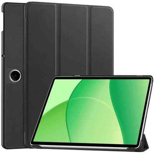 For OPPO Pad SE Custer Texture 3-Fold Holder Leather Smart Tablet Case(Black)