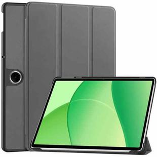 For OPPO Pad SE Custer Texture 3-Fold Holder Leather Smart Tablet Case(Gray)
