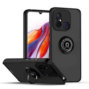 For Redmi 12C / 11A Q Shadow 1 Series TPU + PC Phone Case with Ring(Black+Black)