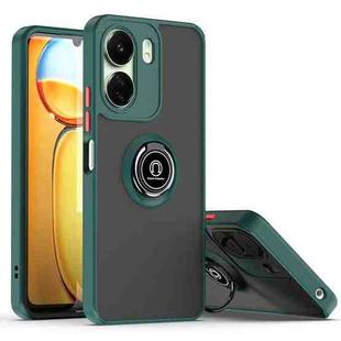 For Redmi 13C 4G Q Shadow 1 Series TPU + PC Phone Case with Ring(Dark Green)