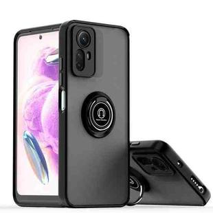 For Redmi Note 12S 4G Q Shadow 1 Series TPU + PC Phone Case with Ring(Black+Black)