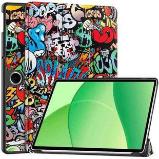 For OPPO Pad SE Custer Painted 3-Fold Holder Leather Smart Tablet Case(Graffiti)