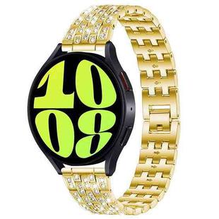 20mm xDfind Five Beads Full Diamond Metal Watch Band(Gold)