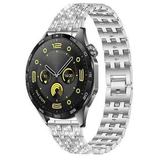 22mm xDfind Five Beads Full Diamond Metal Watch Band(Silver)