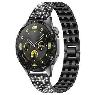 22mm xDfind Five Beads Full Diamond Metal Watch Band(Black)