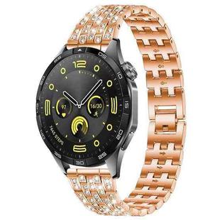 22mm xDfind Five Beads Full Diamond Metal Watch Band(Rose Gold)