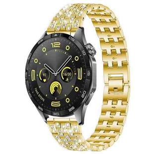 22mm xDfind Five Beads Full Diamond Metal Watch Band(Gold)