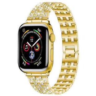 For Apple Watch 42 / 44 / 45 / 46 / 49mm xDfind Five Beads Full Diamond Metal Watch Band(Gold)