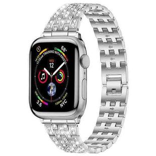 For Apple Watch 38 / 40 / 41 / S10 42mm xDfind Five Beads Full Diamond Metal Watch Band(Silver)