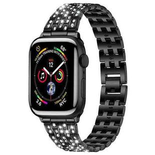 For Apple Watch 38 / 40 / 41 / S10 42mm xDfind Five Beads Full Diamond Metal Watch Band(Black)