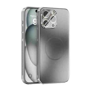 For iPhone 15 Pro Max ABEEL Heat Dissipation Frosted MagSafe Phone Case with Lens Film(Silver)