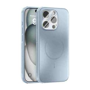 For iPhone 15 Pro ABEEL Heat Dissipation Frosted MagSafe Phone Case with Lens Film(Light Blue)