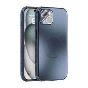 For iPhone 15 ABEEL Heat Dissipation Frosted MagSafe Phone Case with Lens Film(Dark Blue)