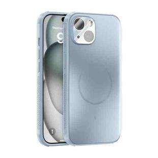 For iPhone 15 ABEEL Heat Dissipation Frosted MagSafe Phone Case with Lens Film(Light Blue)