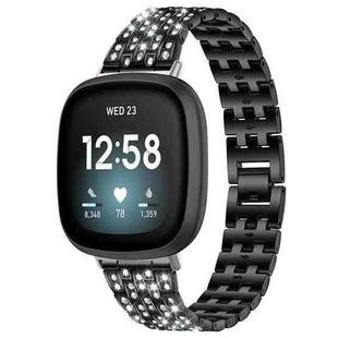 For Fitbit Versa 4 / 3 / Sense 2 / Sense xDfind Five Beads Full Diamond Metal Watch Band(Black)