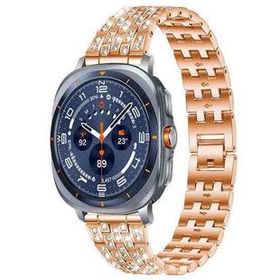 For Samsung Galaxy Watch Ultra/Ultra 2025 xDfind Five Beads Full Diamond Metal Watch Band(Rose Gold)