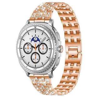 For Samsung Galaxy Watch8 / 8 Classic xDfind Five Beads Full Diamond Metal Watch Band(Rose Gold)